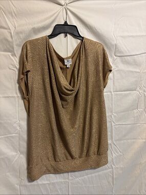 Worthington Metallic Gold Wrap-Style Blouse